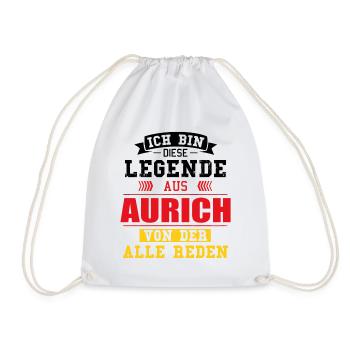 Stadt Aurich Deutschland Legende Spruch - Turnbeutel - Weiß - Vorne