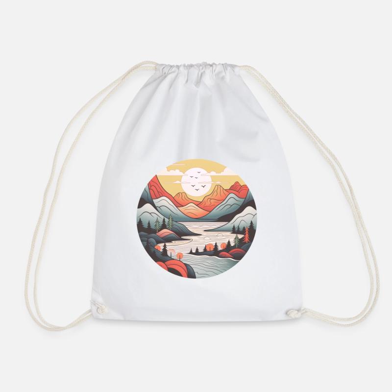 landscape nordic style - Drawstring Bag - white