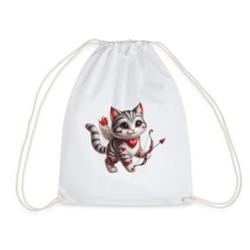 Amor Katzenherz Fell Valentinstag Feline Fancy - Turnbeutel - Weiß - Vorne