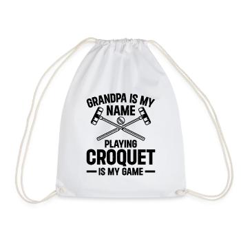 Croquet Grandpa Croquet Player Croquet Grandpa - Drawstring Bag - white - Front