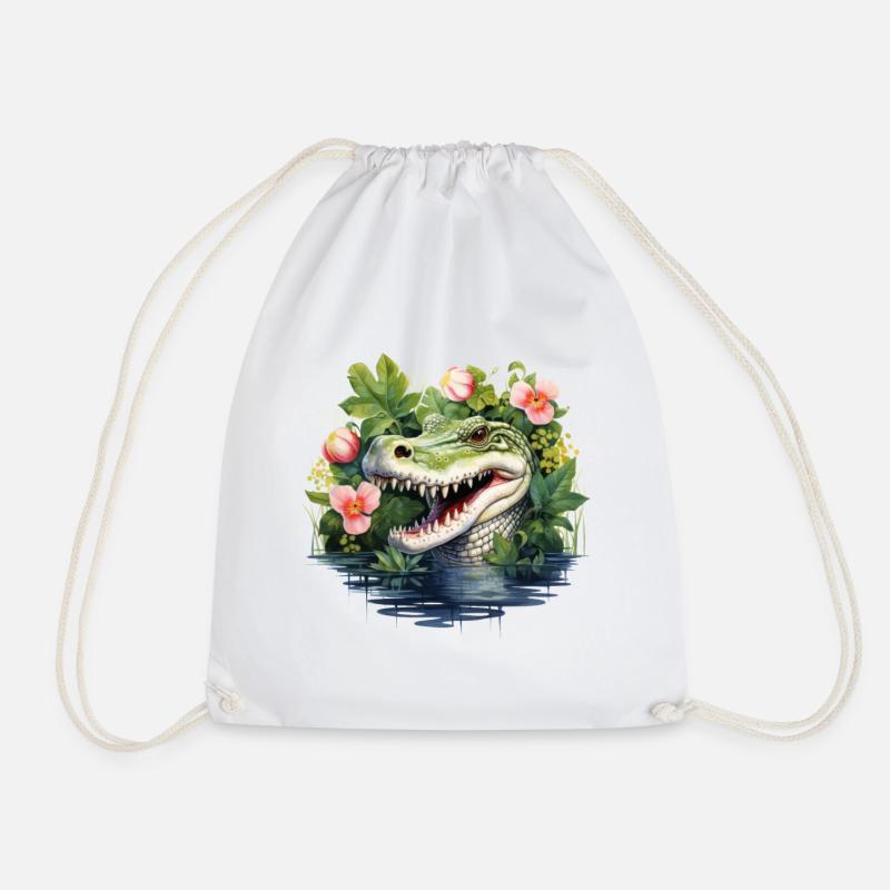 Alligator Liebe Rose Valentinstag Sumpfromanze - Turnbeutel - Weiß
