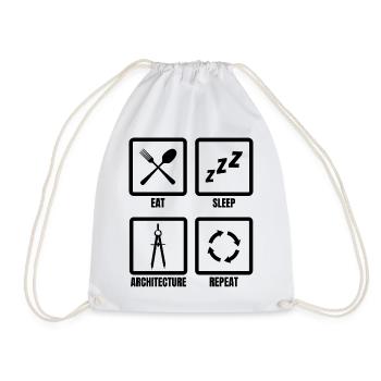 Eat Sleep Architecture Repeat - Drawstring Bag - white - Front