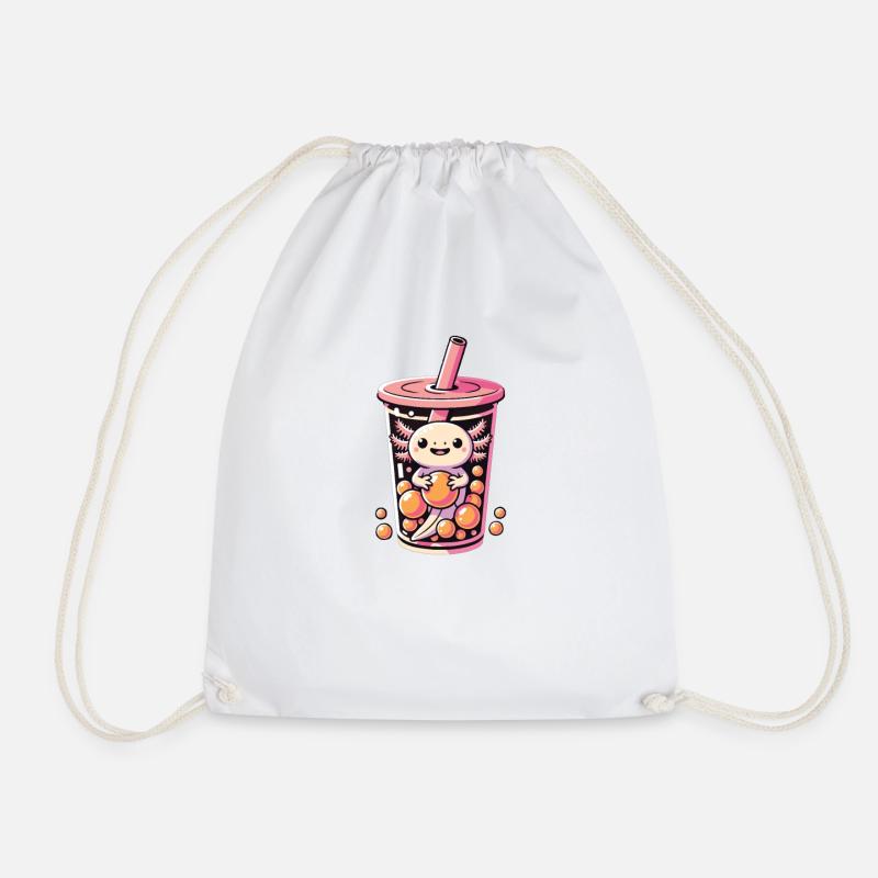 Kawaii Axolotl Bubble Tea Boba Axolotl - Turnbeutel - Weiß