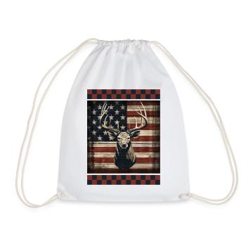 Bois vieilli Drapeau américain Forêt Camo Deer Marque - Sac de sport léger - blanc - Devant