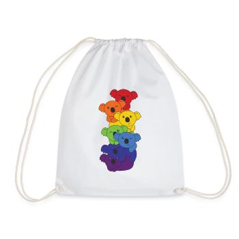 Regenbogen Flag Pride LGBTQ süßer Koala Stapel - Turnbeutel - Weiß - Vorne