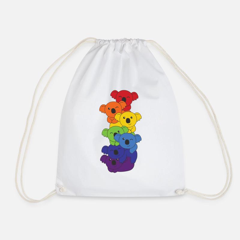 Regenbogen Flag Pride LGBTQ süßer Koala Stapel - Turnbeutel - Weiß