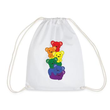 Regenbogen Flag Pride LGBTQ süßer Maus Stapel - Turnbeutel - Weiß - Vorne