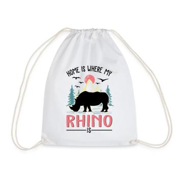Zuhause ist wo mein Nashorn ist Rhino - Turnbeutel - Weiß - Vorne
