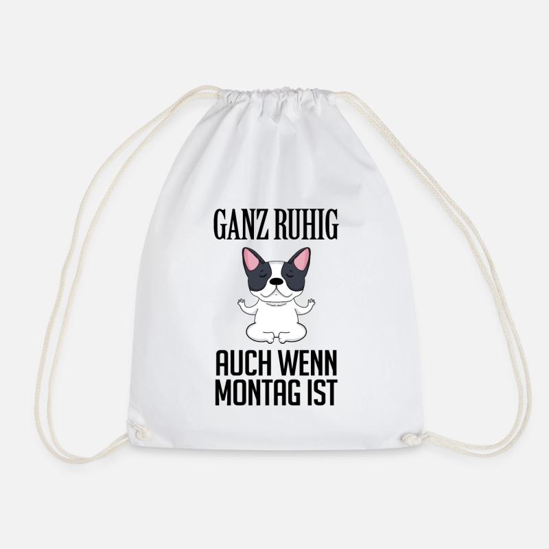 Montag Spruch Yoga Hund - Turnbeutel - Weiß