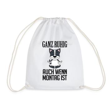 Montag Spruch Yoga Hund - Turnbeutel - Weiß - Vorne