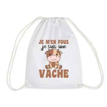 Je m'en fous je suis une vache - süße Kuh - Turnbeutel - Weiß - Vorne