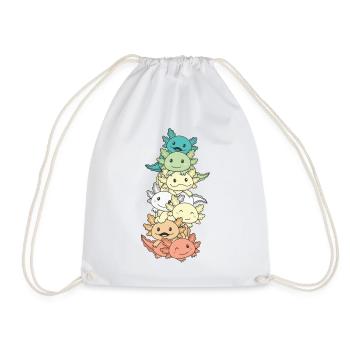 Genderfloren Flag Pride LGBTQ Axolotl Tower - Drawstring Bag - white - Front