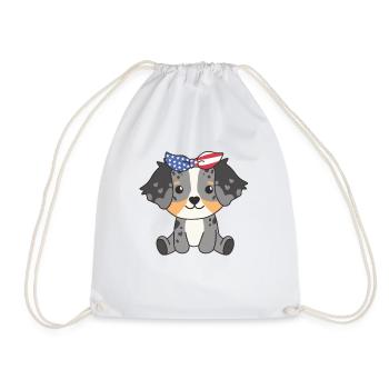 4. Juli amerikanischer Australian Shepherd USA - Turnbeutel - Weiß - Vorne