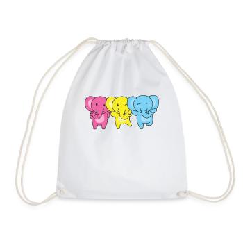 Pansexual Flag Pride LGBTQ Cute Elephant - Drawstring Bag - white - Front