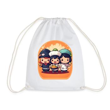 Kawaii Sushi Chefs Anime Mignon Boba Thé Jeux - Sac de sport léger - blanc - Devant