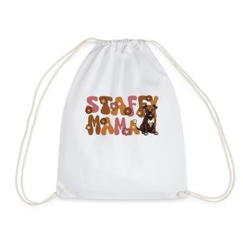 Staffordshire Bull Terrier Groovy Staffy Mama - Drawstring Bag - white - Front