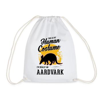 Erdferkel Human Costume Halloween Aardvark - Turnbeutel - Weiß - Vorne