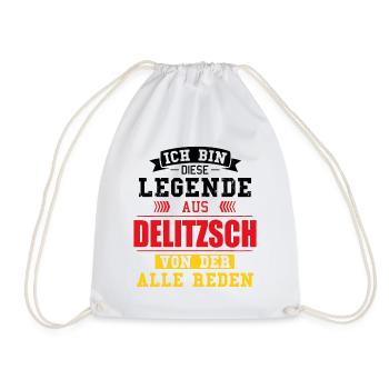 Stadt Delitzsch Deutschland Legende Spruch - Turnbeutel - Weiß - Vorne