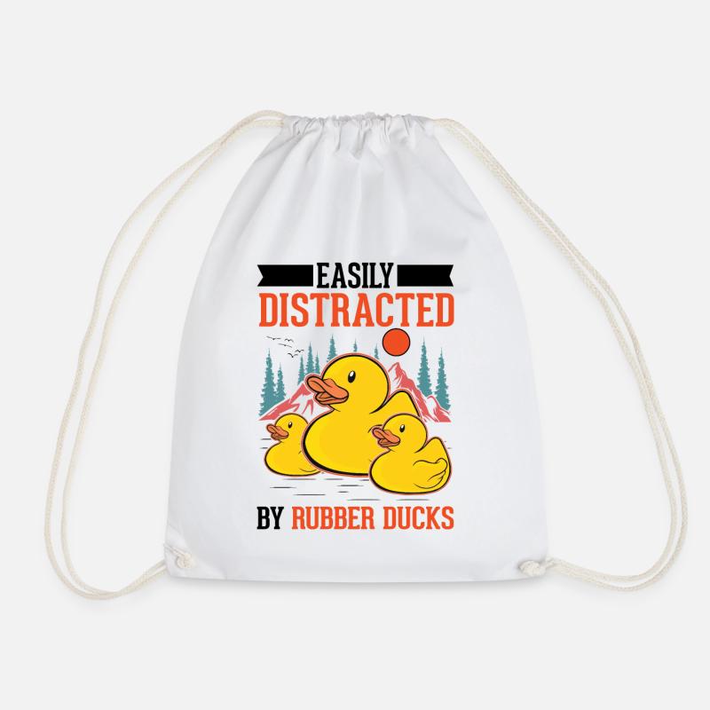 Gummiente Geschenk Quietscheente Badeente - Turnbeutel - Weiß