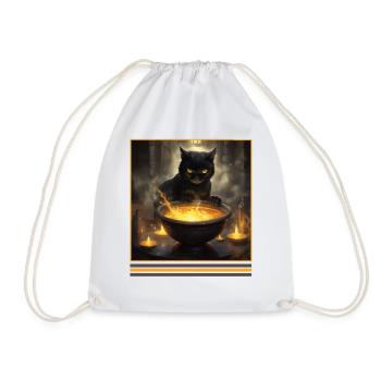 Chat noir & chaudron magique Vintage gothique - Sac de sport léger - blanc - Devant