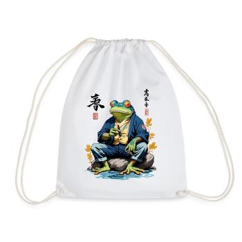 Magical Yokai Frog Japan Retro Art - Drawstring Bag - white - Front