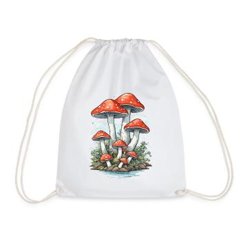 Retro Toadstool Vintage Mushrooms Cottagecore Design - Drawstring Bag - white - Front
