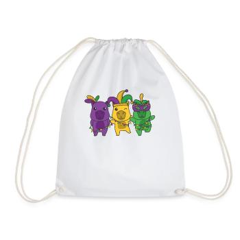 Mardi Gras Capybara Faschings Kostüm - Turnbeutel - Weiß - Vorne