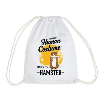 Hamster Kostüm Hamsterrad Goldhamster - Turnbeutel - Weiß - Vorne