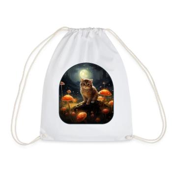 Chat de champignons au clair de lune baigné dans la lueur lunaire dans un - Sac de sport léger - blanc - Devant