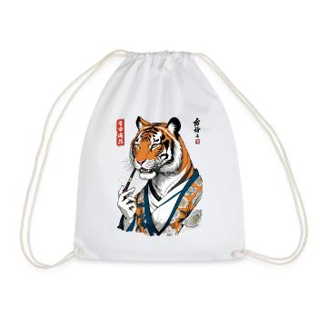 Ukiyo-E Tiger Geisha Anime Vintage Streetwear - Turnbeutel - Weiß - Vorne