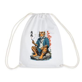 Japanischer Tiger Yakuza Anime Kemonomimi Kunst - Turnbeutel - Weiß - Vorne