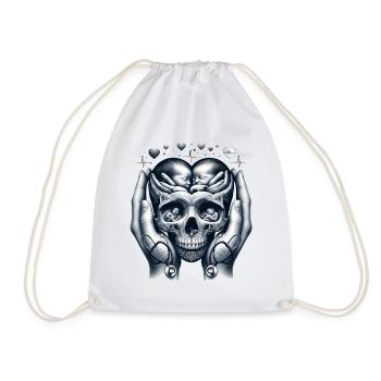 Embrace of Life Skull Tee NICU Mom Strength and - Drawstring Bag - white - Front