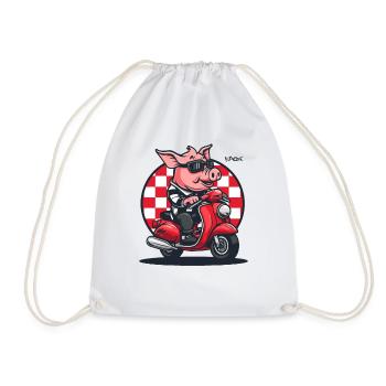 Sur mon scooter sur la route : Le cochon cyclomoteur - Sac de sport léger - blanc - Devant