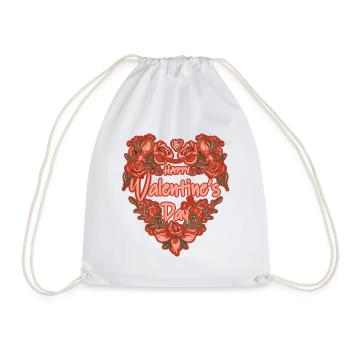 Happy Valentine's Day Heart of Roses - Drawstring Bag - white - Front