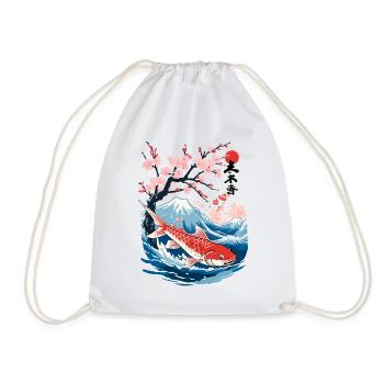 Vintage Ukiyo-E Koi Karpfen Kirschblüten Design - Turnbeutel - Weiß - Vorne