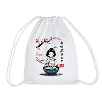 Yokai Kirschblüten Ukiyo-E Halloween Design - Turnbeutel - Weiß - Vorne
