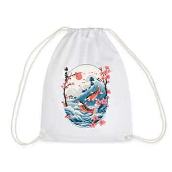 Vintage Ukiyo-E Koi Karpfen Kirschblüten Design - Turnbeutel - Weiß - Vorne