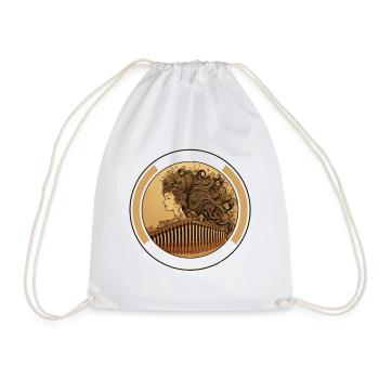Queen Comb Dog Grooming Text Crown Female Groomer - Drawstring Bag - white - Front