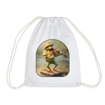 Frog Fiddle Music Dancing Mice Cottagecore Party - Drawstring Bag - white - Front