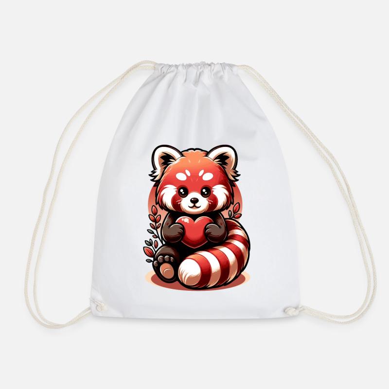 Red Panda Lovers – Süßer Roter Panda Mit Herz - Turnbeutel - Weiß