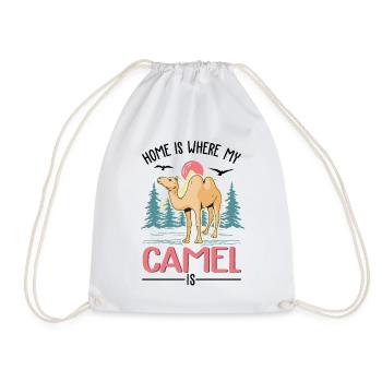 Home is where my camel is Egypt dromedary - Drawstring Bag - white - Front