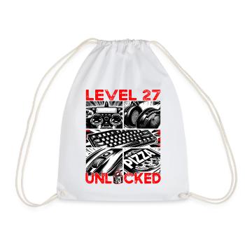 Birthday Level 27 Unlocked Gaming & Gamer - Drawstring Bag - white - Front