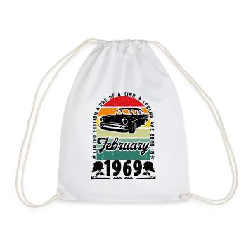 Anniversaire février 1969, Vintage février 1969. - Sac de sport léger - blanc - Devant