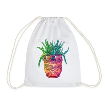 Aloe You Succulent Plant Gardening Gardener - Drawstring Bag - white - Front