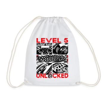 Anniversaire Niveau 5 Débloqué Jeux et Joueurs - Sac de sport léger - blanc - Devant