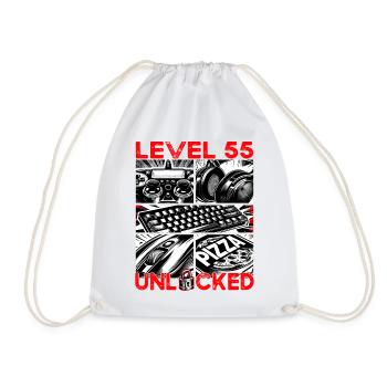 Birthday Level 55 Unlocked Gaming & Gamer - Drawstring Bag - white - Front