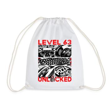 Birthday Level 63 Unlocked Gaming & Gamblers - Drawstring Bag - white - Front