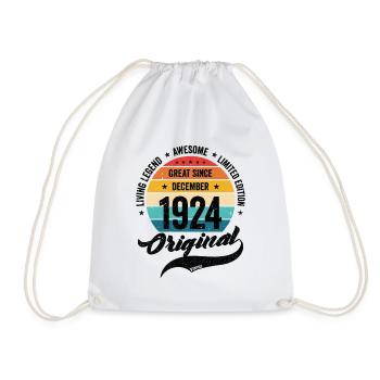 Retro 100 Years December 1924 Birthday Vintage - Drawstring Bag - white - Front