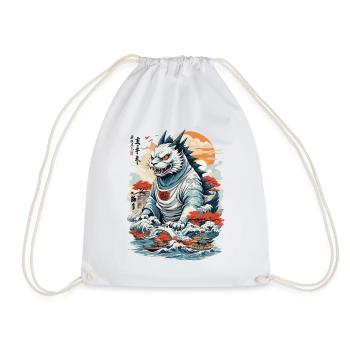 Ukiyo-E Cat Monster Tokyo Cat Streetwear - Drawstring Bag - white - Front