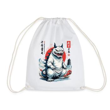 Monster Cat Japan Streetwear Cat Design - Drawstring Bag - white - Front